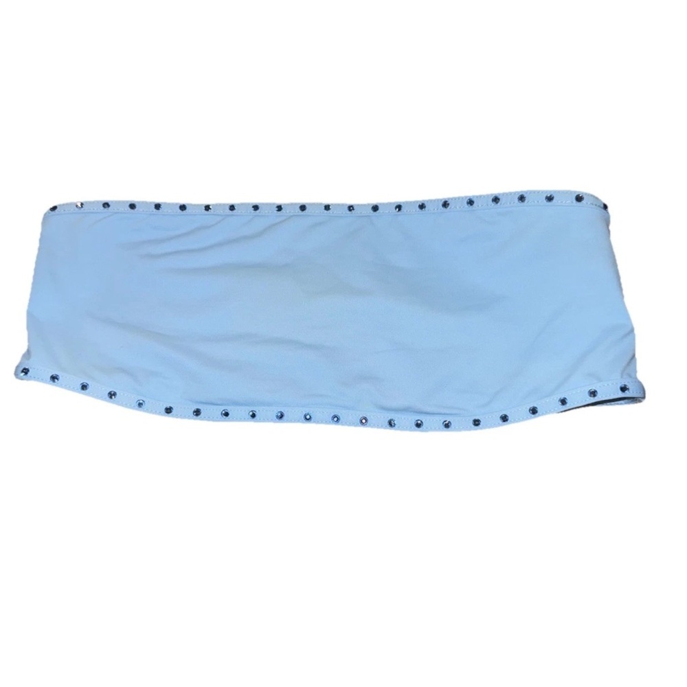 SKIMS Light Blue Rhinestone Bandeau Bikini Top Women’s Medium